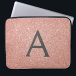 Funda Para Portátil Purpurina rosa de oro y monograma de espuma<br><div class="desc">Purpurina de Faux y Funda Sparkle Elegant Monograma: Oro rosa rosa y gris carbón vegetal (gris). Este funda se puede personalizar para incluir su nombre inicial y su nombre de pila.</div>