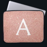 Funda Para Portátil Purpurina rosa de oro y monograma de espuma<br><div class="desc">Purpurina Rosa Rosa Gold Faux y Funda Sparkle Elegant Monograma. Este funda se puede personalizar para incluir su nombre inicial y su nombre de pila.</div>