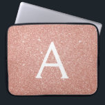 Funda Para Portátil Purpurina rosa de oro y monograma de espuma<br><div class="desc">Purpurina Rosa Rosa Gold Faux y Funda Sparkle Elegant Monograma. Este funda se puede personalizar para incluir su nombre inicial y su nombre de pila.</div>