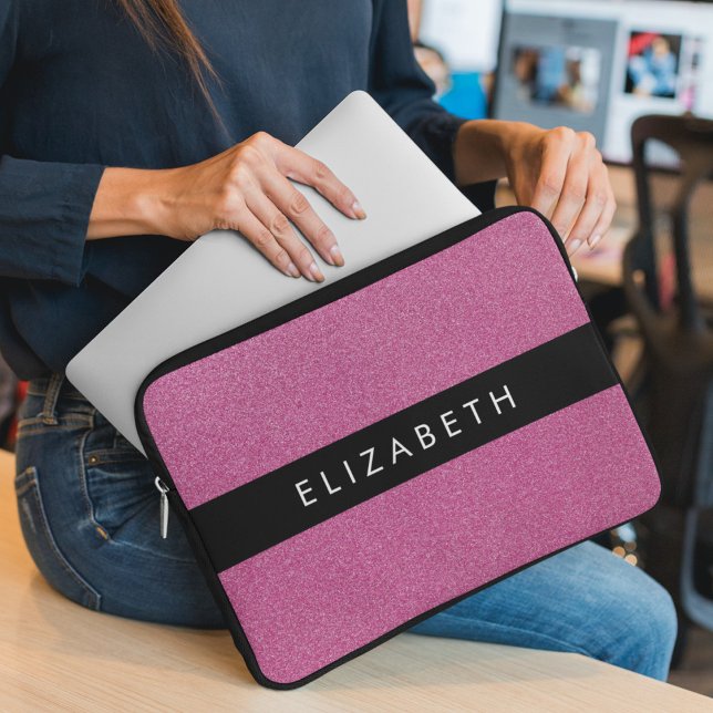 Funda Para Portátil Purpurina rosa, fondo Purpurina, nombre (Subido por el creador)