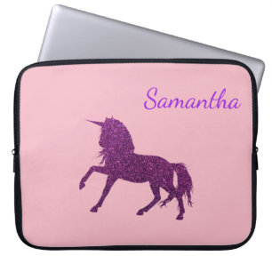Funda Para Portátil Purpurina rosa morado paraliza a Chica unicornio
