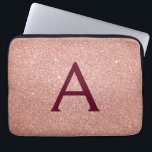 Funda Para Portátil Purpurina Rosa Rosa Dorado Borgoña Esparkle Monogr<br><div class="desc">Purpurina Rubor Rosa y Rosa Burgundy Faux y Funda Sparkle Elegant Monograma. Este funda se puede personalizar para incluir su nombre inicial y su nombre de pila.</div>