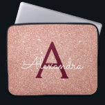 Funda Para Portátil Purpurina Rosa Rosa Dorado Borgoña Esparkle Monogr<br><div class="desc">Purpurina Rubor Rosa y Rosa Burgundy Faux y Funda Sparkle Elegant Monograma. Este funda se puede personalizar para incluir su nombre inicial y su nombre de pila.</div>