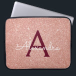 Funda Para Portátil Purpurina Rosa Rosa Dorado Borgoña Esparkle Monogr<br><div class="desc">Purpurina Rubor Rosa y Rosa Burgundy Faux y Funda Sparkle Elegant Monograma. Este funda se puede personalizar para incluir su nombre inicial y su nombre de pila.</div>