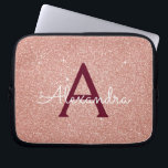 Funda Para Portátil Purpurina Rosa Rosa Dorado Borgoña Esparkle Monogr<br><div class="desc">Purpurina Rubor Rosa y Rosa Burgundy Faux y Funda Sparkle Elegant Monograma. Este funda se puede personalizar para incluir su nombre inicial y su nombre de pila.</div>