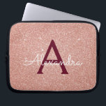 Funda Para Portátil Purpurina Rosa Rosa Dorado Borgoña Esparkle Monogr<br><div class="desc">Purpurina Rubor Rosa y Rosa Burgundy Faux y Funda Sparkle Elegant Monograma. Este funda se puede personalizar para incluir su nombre inicial y su nombre de pila.</div>