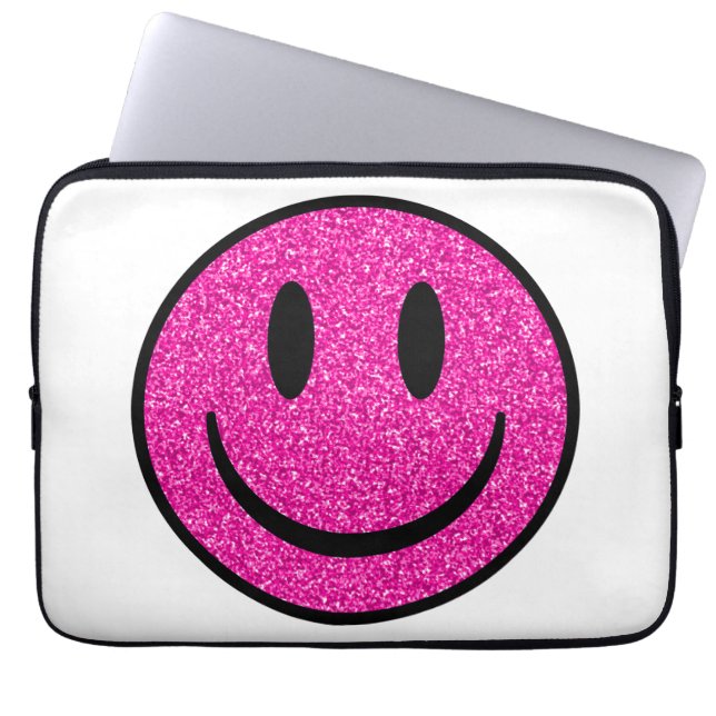Funda Para Portátil Purpurina rosa sonríe cara (Frente)