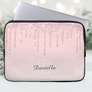 Funda Para Portátil Purpurina rosa Sparkle Monograma