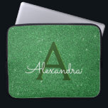 Funda Para Portátil Purpurina verde y espuma Monograma Irlandés<br><div class="desc">Green Faux Purpurina y Sparkle Elegant Birthday o St. Patrick's Day Laptop Funda. El funda de portátiles Green Irlandés se puede personalizar para incluir su nombre inicial y de pila.</div>