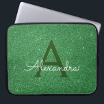 Funda Para Portátil Purpurina verde y espuma Monograma Irlandés<br><div class="desc">Green Faux Purpurina y Sparkle Elegant Birthday o St. Patrick's Day Laptop Funda. El funda de portátiles Green Irlandés se puede personalizar para incluir su nombre inicial y de pila.</div>