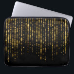 Funda Para Portátil Purpurina y destellos de oro de Glam<br><div class="desc">Elegante purpurina dorado de glam negro y chispas</div>