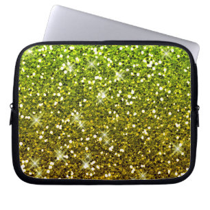 Funda Para Portátil Purpurinas de oro verde brillante