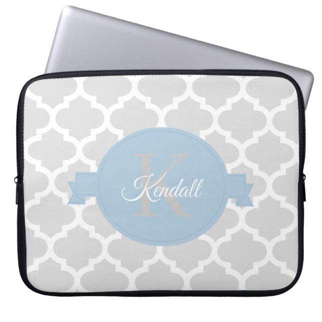 Funda Para Portátil Quatrefoil azul cielo personalizado (Frente)