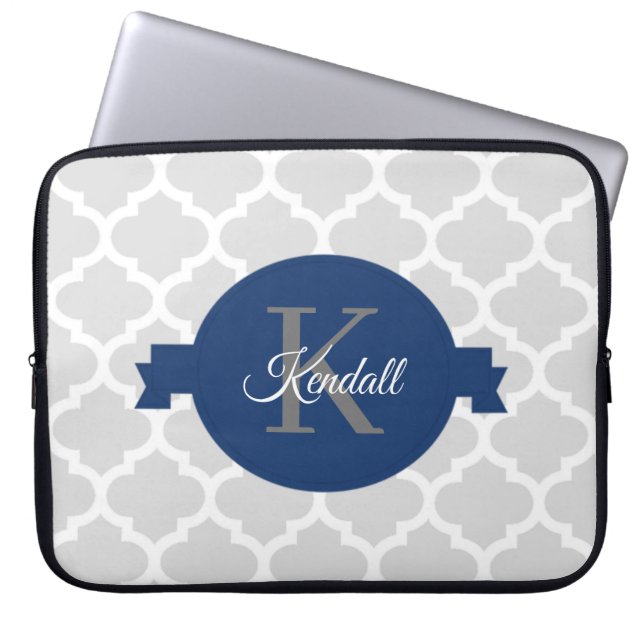 Funda Para Portátil Quatrefoil azul personalizado (Frente)