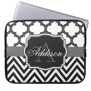 Funda Para Portátil Quatrefoil Chevron Monograma