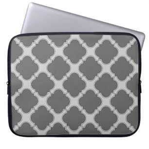 Funda Para Portátil Quatrefoil en tonos grises