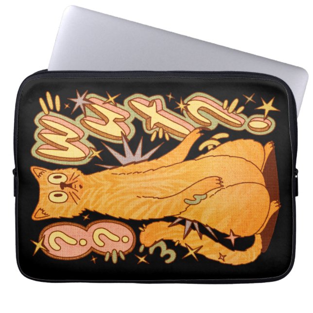 Funda Para Portátil ¿Qué? / Un Ilustracion de gato Naranja (Frente)