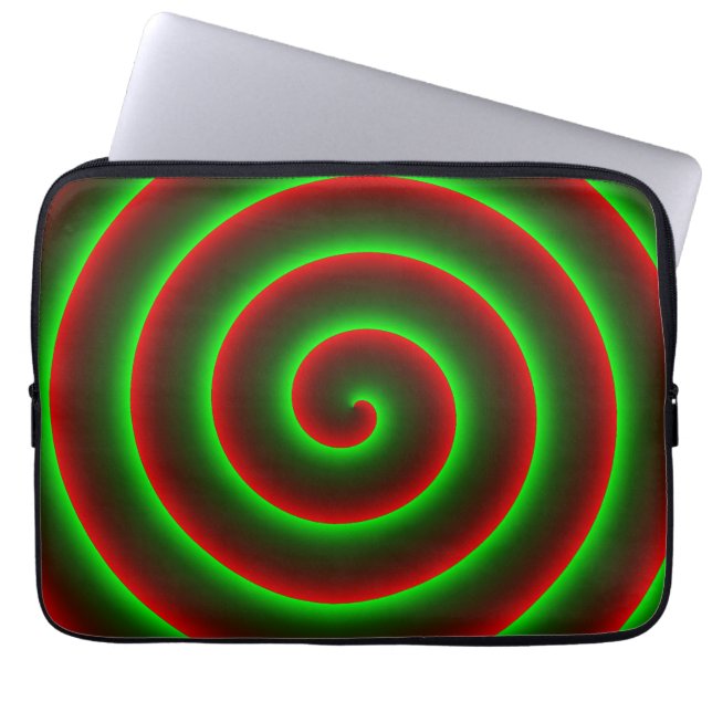 Funda Para Portátil ¿Quer mudar o vermelho? Espiral verde chamativo. (Frente)