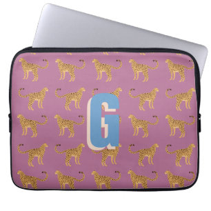 Funda Para Portátil Quetah, leopardo rosa monogramado