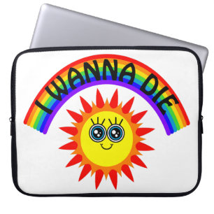 Funda Para Portátil Quiero morir - Sol sonriente arcoiris