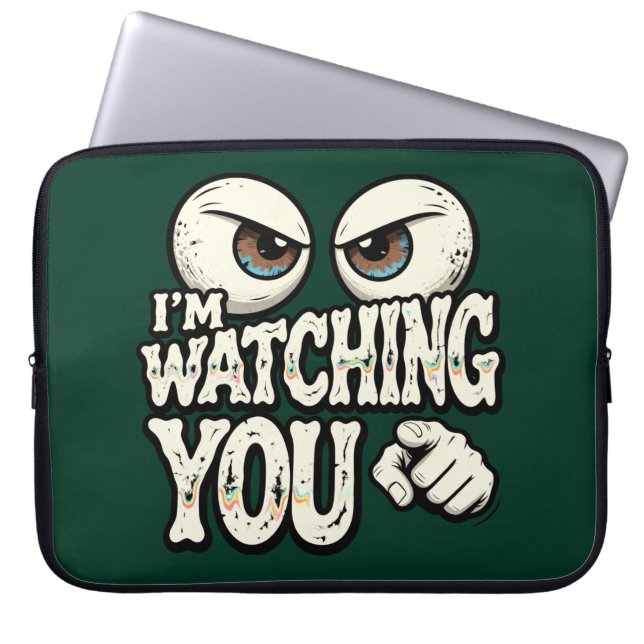 Funda Para Portátil Quirky "I'M WATCHING YOU" Retro Eyes Laptop Sleeve (Frente)