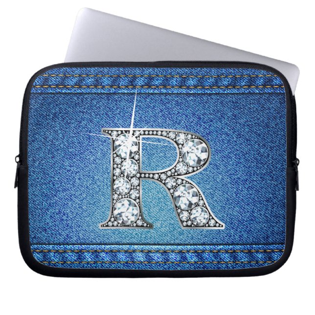 Funda Para Portátil R "Diamante" Denim Stitching Electronics Bag (Frente)