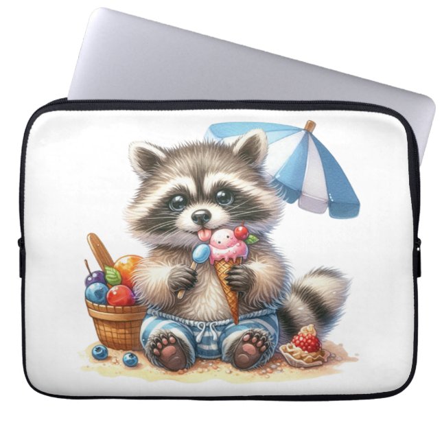 Funda Para Portátil Racoon de tratamientos de verano (Frente)
