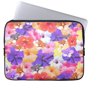 Funda Para Portátil "Radiancia en Bloom: Hibiscus en vidrio manchado