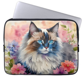 Funda Para Portátil Ragdoll Cat Floral Retrato