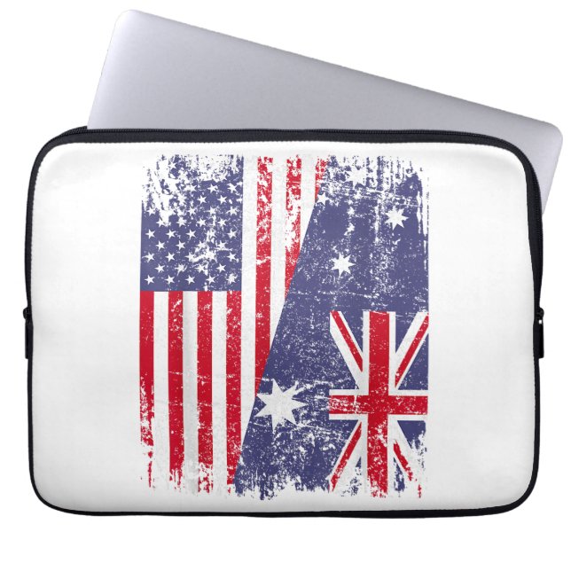 Funda Para Portátil RAÍCES AUSTRALIANOS Bandera MEDIANO ESTADOUNIDENSE (Frente)