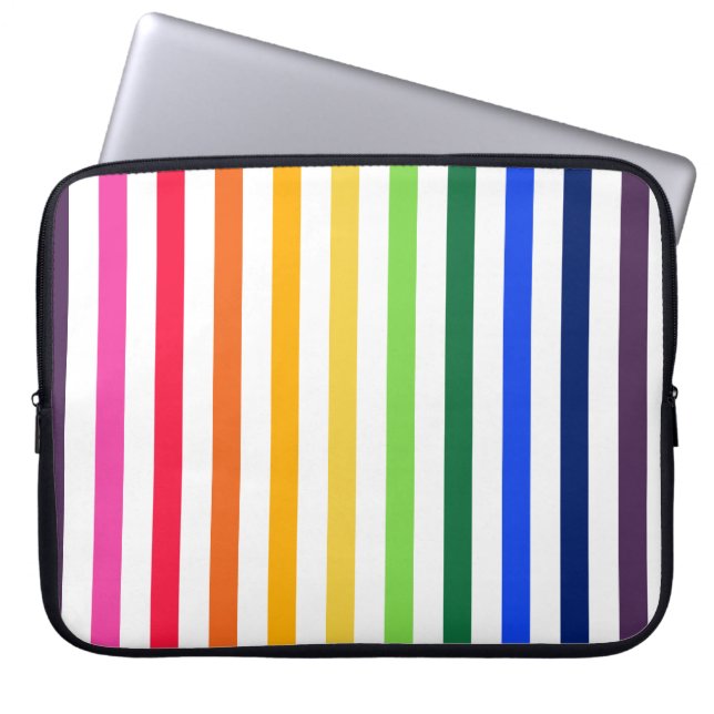 Funda Para Portátil Rainbow and white stripes (Frente)