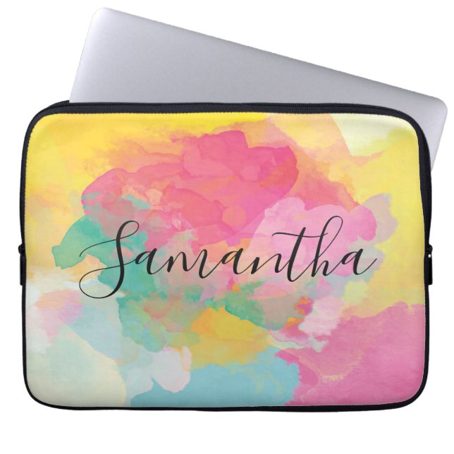 Funda Para Portátil Rainbow Colours Watercolour Script  Laptop Sleeve (Frente)