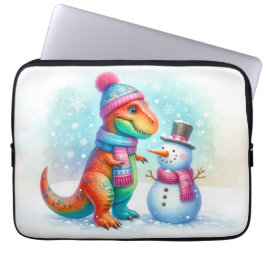 Funda Para Portátil Rainbow Dino Winter Wonderland