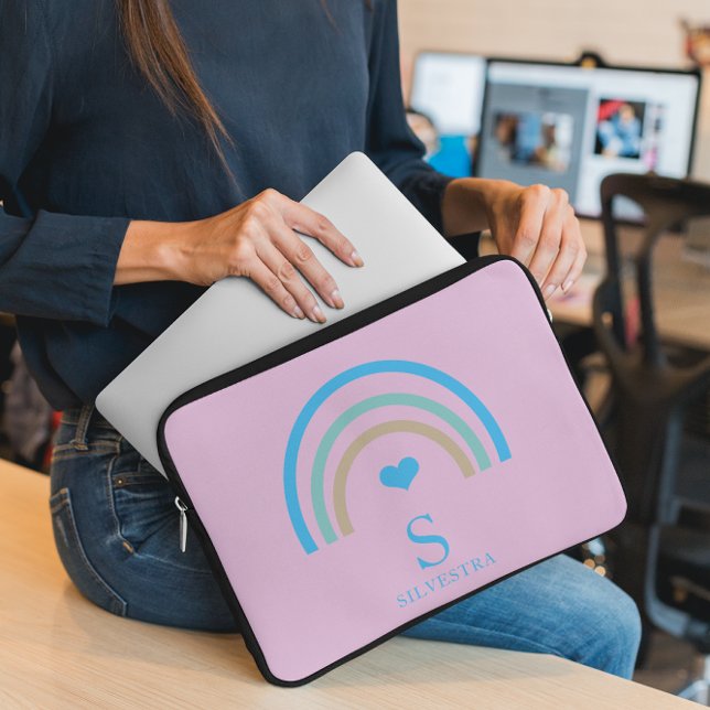 Funda para portátil Rainbow Lilac Monograma (Subido por el creador)