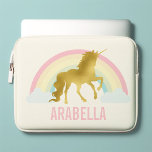 Funda Para Portátil Rainbow Unicorn<br><div class="desc">Diseño personalizado Gold Rainbow Unicorn.</div>