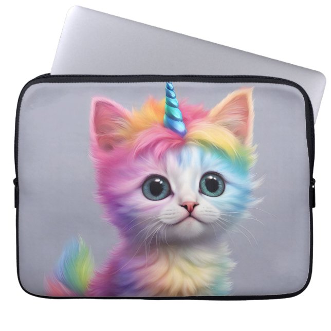 Funda Para Portátil Rainbow Unicorn Kitten (Frente)