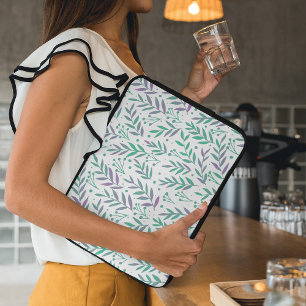 Funda Para Portátil Ramas de acuarela pastel púrpura y verde