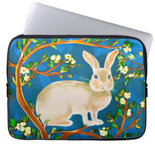Funda Para Portátil Ramas de conejo y flores silvestres
