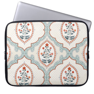 Funda Para Portátil Ramas de flores antiguas, textiles indios.