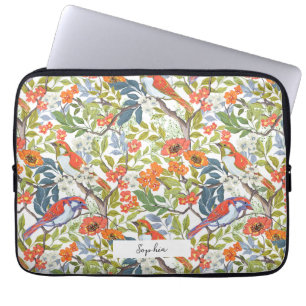 Funda Para Portátil Ramas de jardín con flores y aves