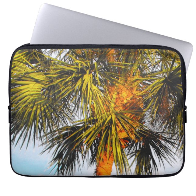 Funda Para Portátil Ramas de palmera, sol de tarde (Frente)