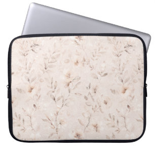 Funda Para Portátil Ramas florales de acuarela suave beige neutro
