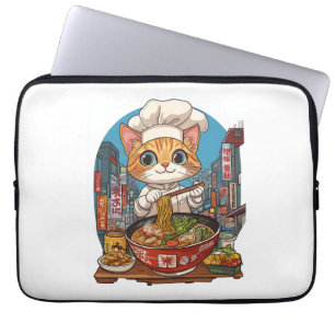Funda Para Portátil Ramen Neko - Comida Anime, Chef Funny Gato