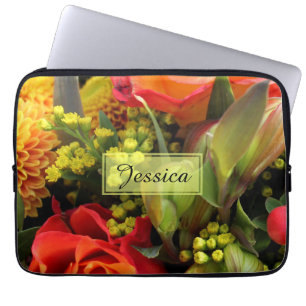 Funda Para Portátil Ramo de flores naranjas foto personalizado