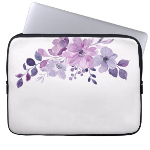 Funda Para Portátil Ramo de flores púrpura acuarela