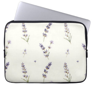 Funda Para Portátil Ramos de lavanda en acuarela Patrón floral delicad