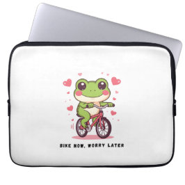 Funda Para Portátil Rana Adorable Montando Bicicleta | Regalo Divertid