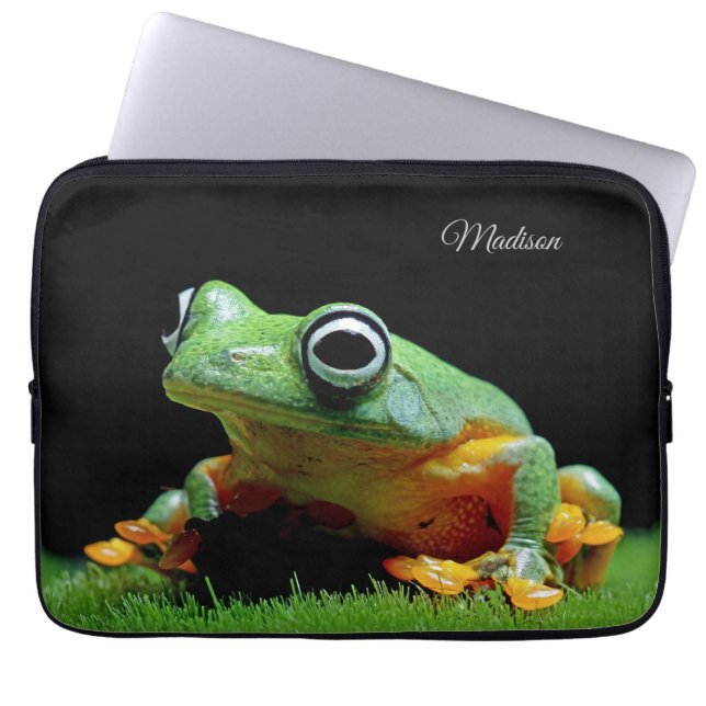 Funda Para Portátil Rana de nombre personalizado (Frente)