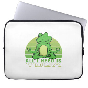 Funda Para Portátil Rana graciosa linda haciendo yoga.
