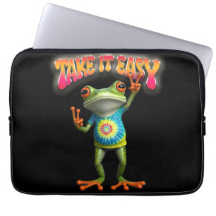 Funda Para Portátil Rana Hippie Tómate Lo Bueno Divertido Colorido 